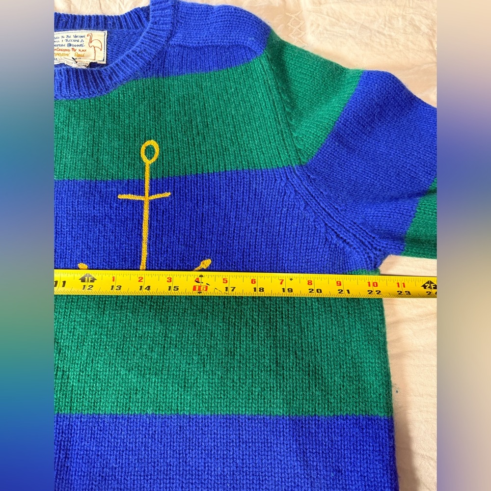NEW Sandrine Rose Cashmere Sweater - Green and Blue Stripe Sz L - Picture 8 of 9